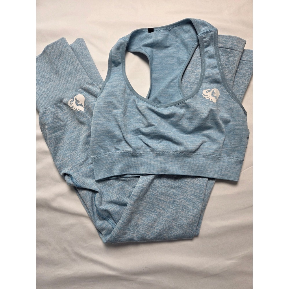 Womens Best Activewear Set Blue Marl Sports Bra and Leggings Size M